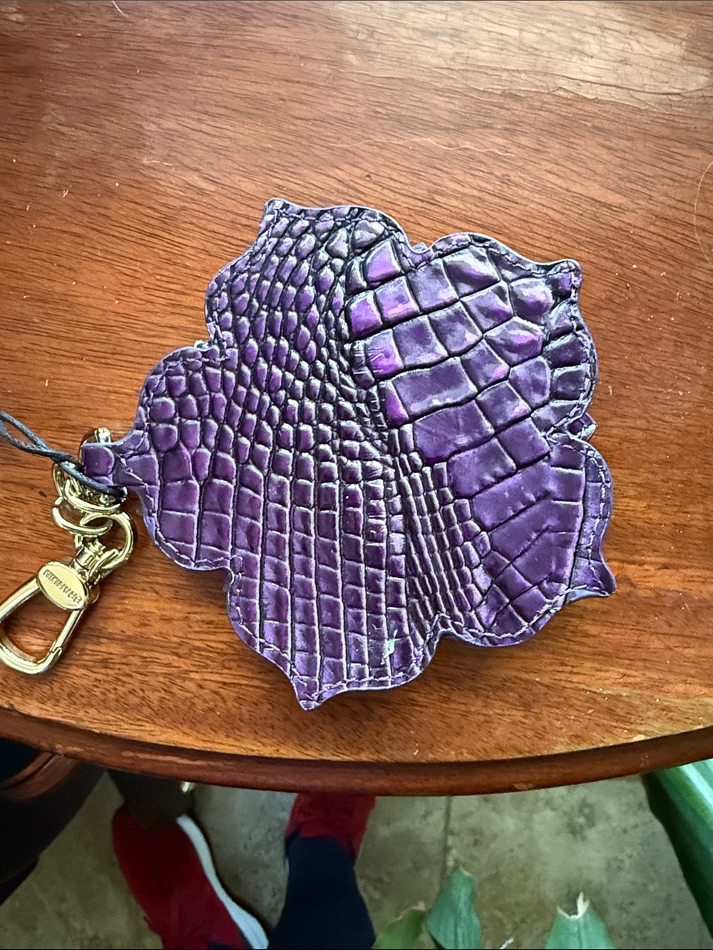 Brahmin Violet Croc-Embossed Floral Leather Key Charm - Picture 4 of 5